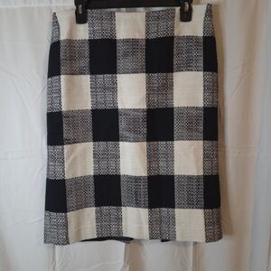 Talbots Black and Cream Buffalo Checkered Pencil Skirt Cotton Lined Size 10